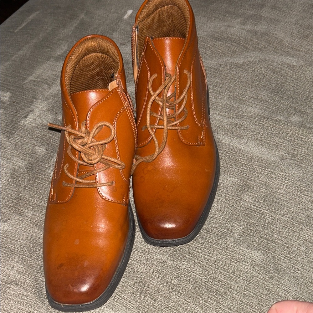 Mens Size 6 Tan Leather Ankle Boots Dream Pairs EUC